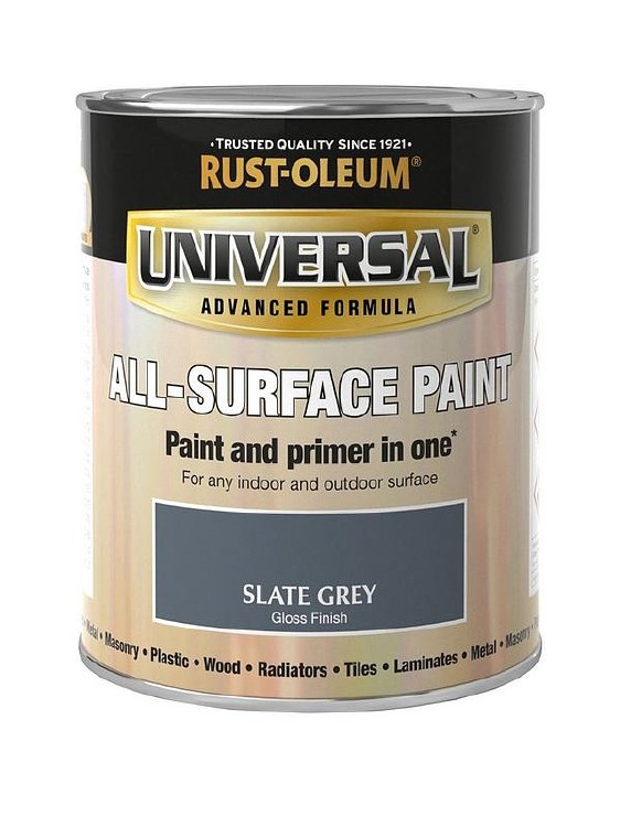 RUST-OLEUM UNIVERSAL METAL AND ALL SURFACE PAINT - GLOSS FINISH – SLATE GREY 250ML