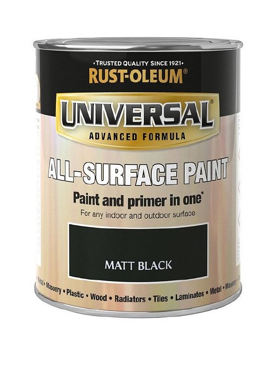 RUST-OLEUM UNIVERSAL METAL AND ALL SURFACE PAINT - MATT BLACK 750ML