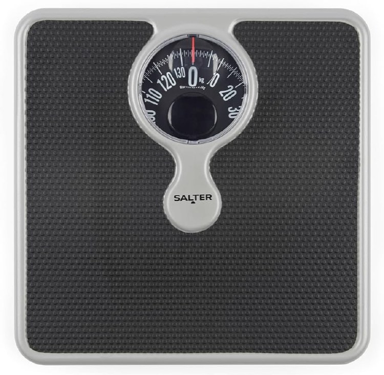 SALTER MECHANICAL BATHROOM SCALE MAGNIFYING LENS BLACK