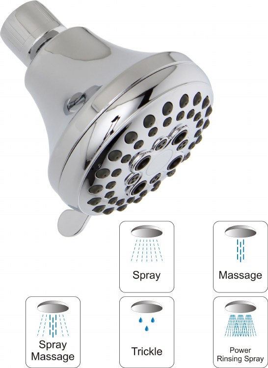 SHOWERLINE 85MM SHOWER HEAD WITH FIVE SETTINGS