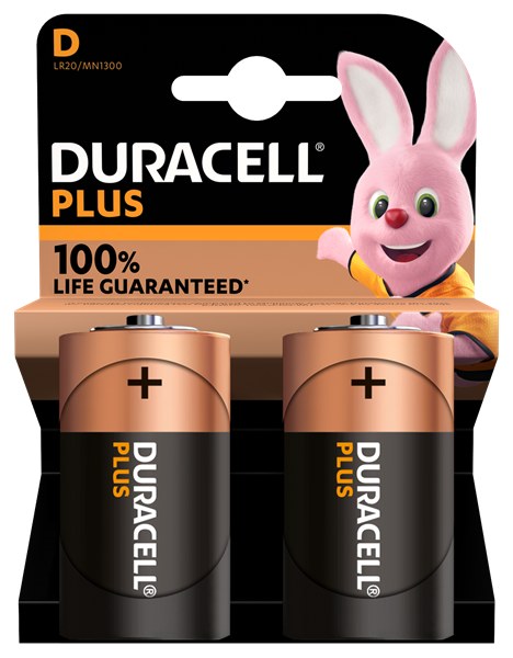 DURACELL PLUS 100% BATTERY SIZE D CARD