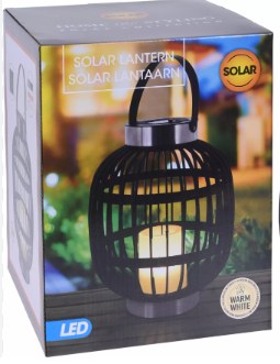 BLACK SOLAR LANTERN LED WARM WHITE