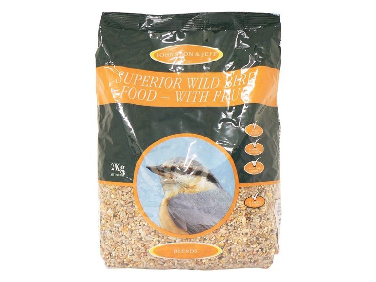 JOHNSTONS &amp; JEFF SUPERIOR WILD BIRD SEED &amp; FRUIT NO MESS 2KG