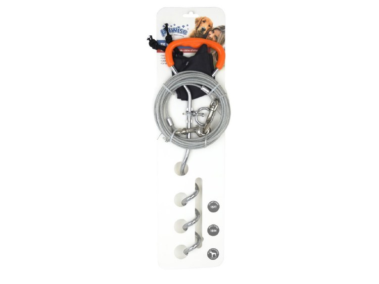 TIE OUT STAKE &amp; CABLE 15FT
