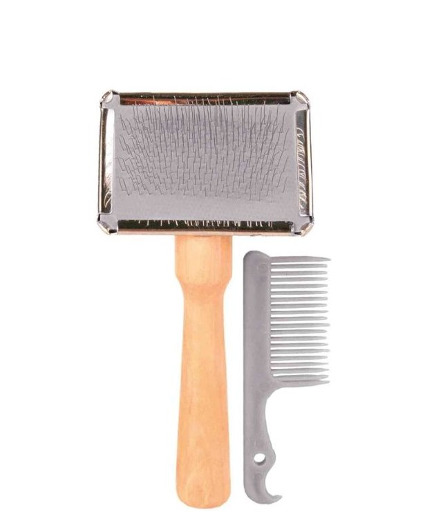 TRIXIE SOFT SLICKER BRUSH WITH CLEANER 13CM X 6CM