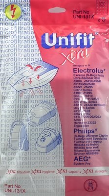 UNIFIT XTRA VACUUM BAGS FOR ELECTROLUX, PHILLIPS &amp; AEG - UNI-131