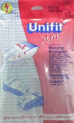 UNIFIT XTRA VACUUM BAGS FOR MORPHY RICHARDS, BLOMBERG &amp; GOBLIN - UNI-143