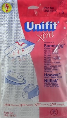 UNIFIT XTRA VACUUM BAGS FOR SAMSUNG, HOOVER &amp; NILIFISK - UNI-151