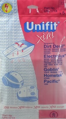 UNIFIT XTRA VACUUM BAGS FOR DIRT DEVIL, ELECTROLUX,GOBLIN,HOMETEK &amp; PACIFIC UNI-171
