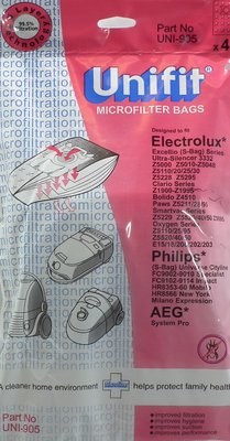 UNIFIT MICROFILTER VACUUM BAGS FOR ELECTROLUX, PHILLIPS &amp; AEG - UNI-905