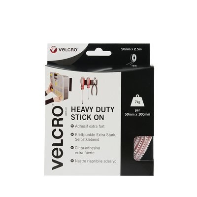 VELCRO 50 MM X 2.5 MTR HD STICK ON TAPE - WHITE