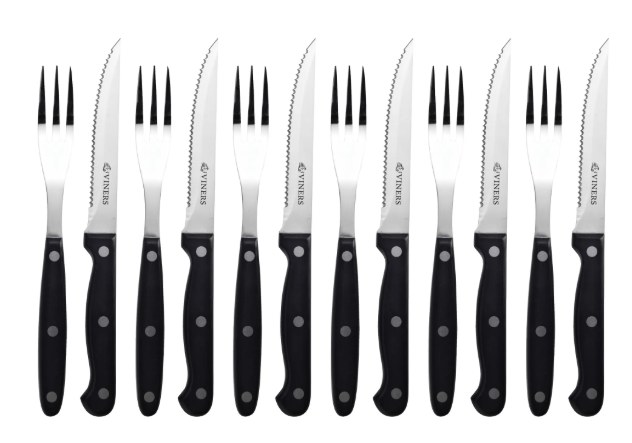 VINERS EVERYDAY 12 PCE STEAK FORK AND KNIFE SET