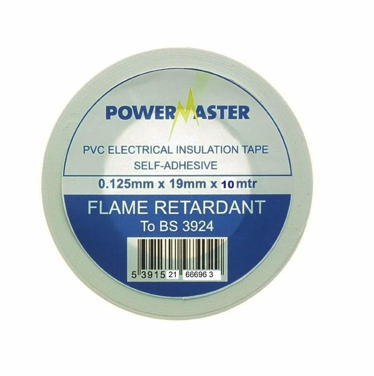 POWERMASTER 10 MTR 19MM PVC INSULATING TAPE - WHITE