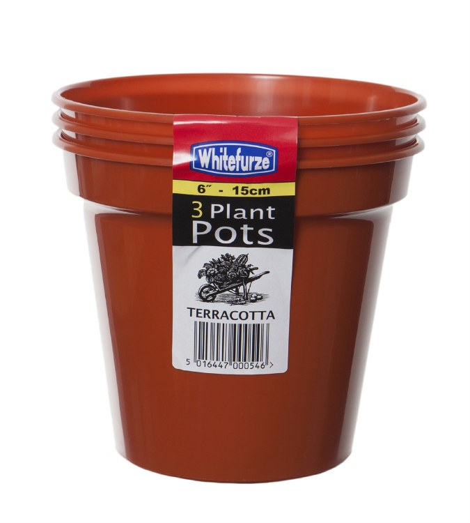 WHITEFURZE 15CM 6'' POT TERRACOTTA - 3PK