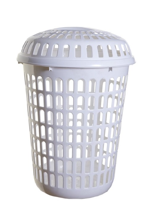 WHITEFURZE ROUND LAUNDRY BIN WITH LID -  WHITE