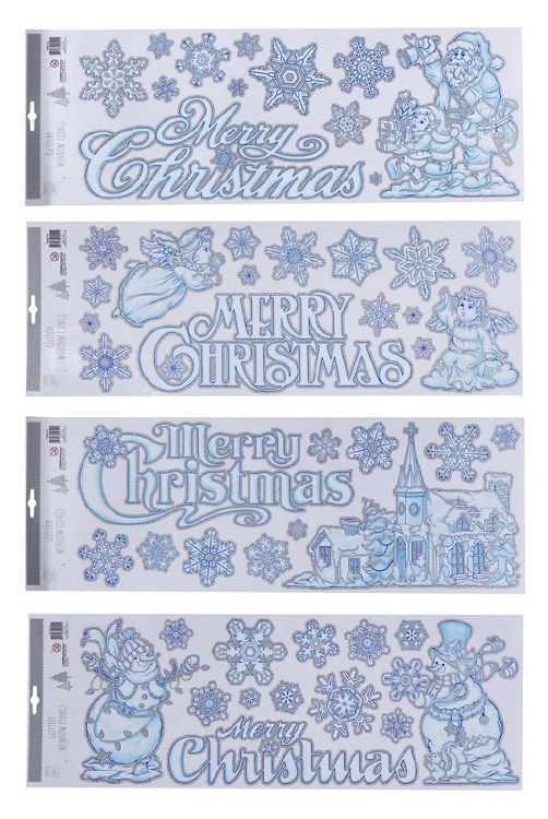 CHRISTMAS WINDOW CLING SNOW GLITTER