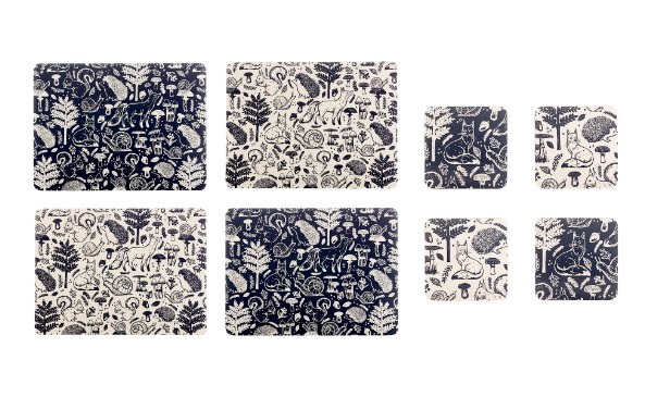 WOODLAND PLACEMAT AND COASTER 4 PIECE SET