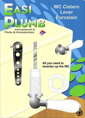 EASI PLUMB WHITE CERAMIC REPRO.CISERN LEVER SET CP