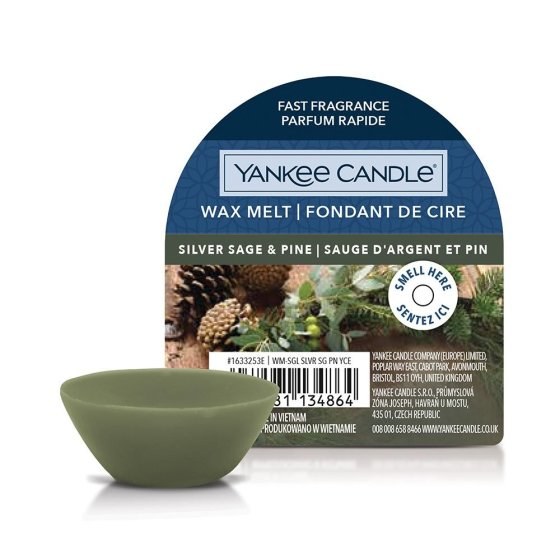 YANKEE CANDLE SILVER SAGE &amp; PINE SINGLE WAX MELT