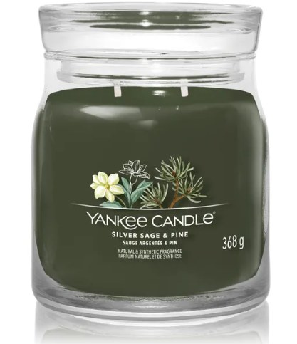 YANKEE CANDLE MEDIUM SILVER SAGE AND PINE JAR