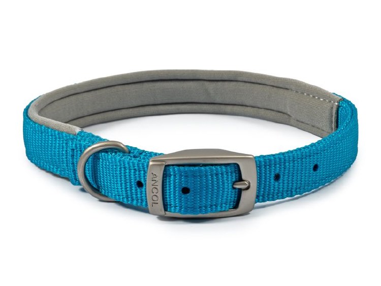 ANCOL VIVA PADDED NYLON COLLAR BLUE 18"S4