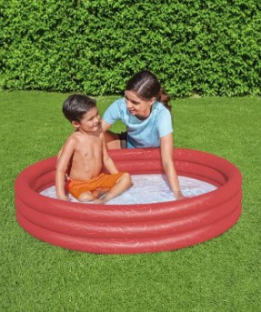 BESTWAY 3 RING POOL - RED/BLUE  102CM X 25CM