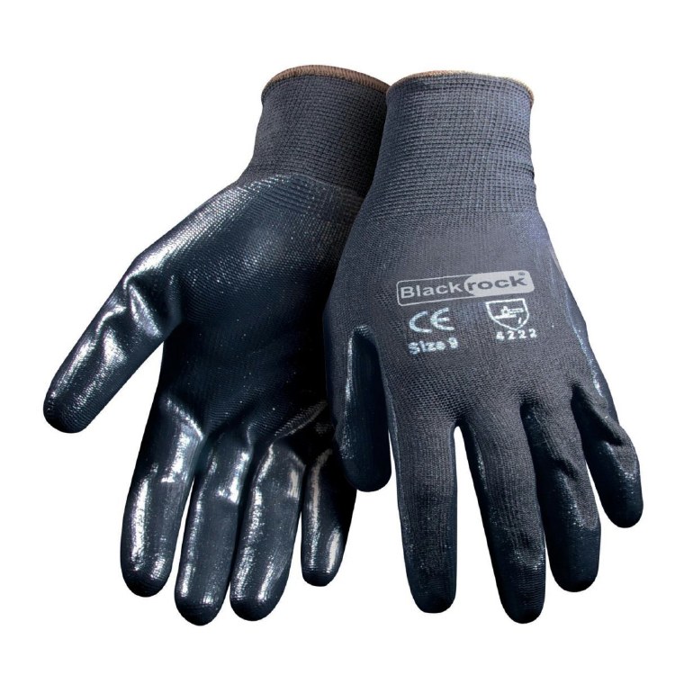BLACKROCK NITRIL GLOVES LARGE SIZE 9