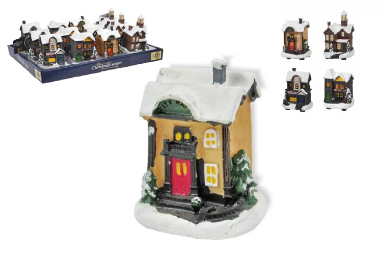 CHRISTMAS  VILLAGE SCENE LED - ASSORTED 9CM