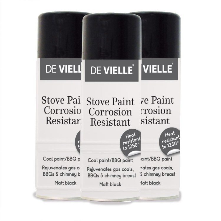 DE VIELLE STOVE COAL AND BBQ PAINT AEROSOL - 400ML - MATT BLACK