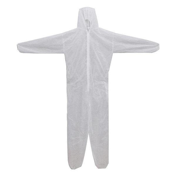 DISPOSABLE OVERALL WHITE COVER SUIT - LARGE