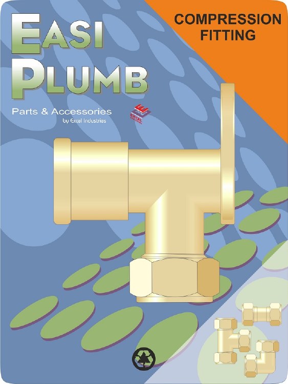 EASI PLUMB 3/4" X 3/4" F.I WALL PLATE BRASS COMPRESSION ELBOW
