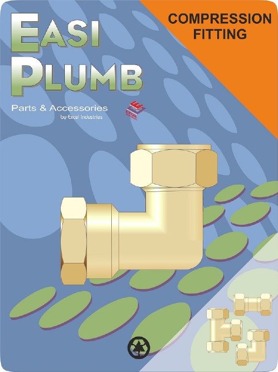 EASI PLUMB 3/4" X 1/2" F.I BRASS COMPRESSION ELBOW