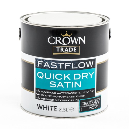 CROWN TRADE  FASTFLOW QUICK DRY SATIN WHITE 1 LTR