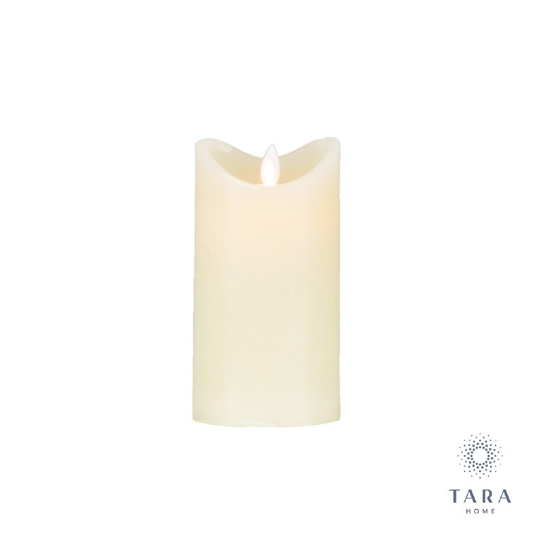 FLICKER LED CANDLE WITH 5HOUR TIMER IVORY 15CM