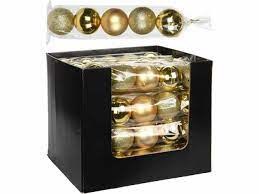 PACK OF FIVE GOLD CHRISTMAS BAUBLES