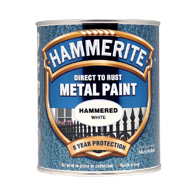 HAMMERITE DIRECT TO RUST METAL PAINT - HAMMERED WHITE 750ML