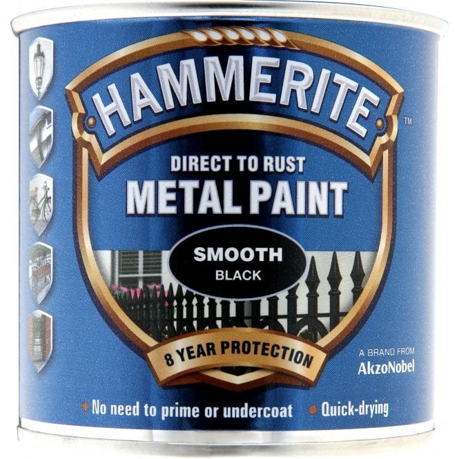 HAMMERITE DIRECT TO RUST METAL PAINT - SMOOTH BLACK 250ML