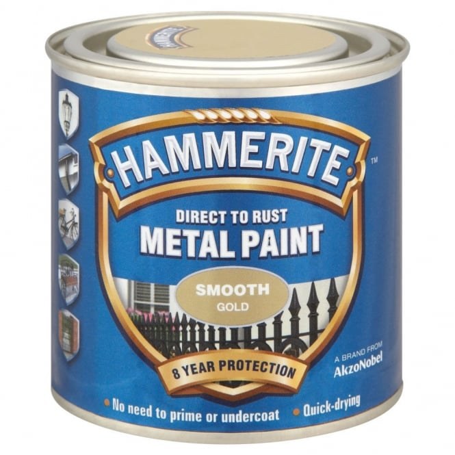 HAMMERITE DIRECT TO RUST METAL PAINT- SMOOTH GOLD 750ML