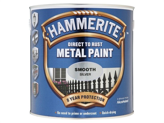 HAMMERITE DIRECT TO RUST METAL PAINT-  SMOOTH SILVER 1L