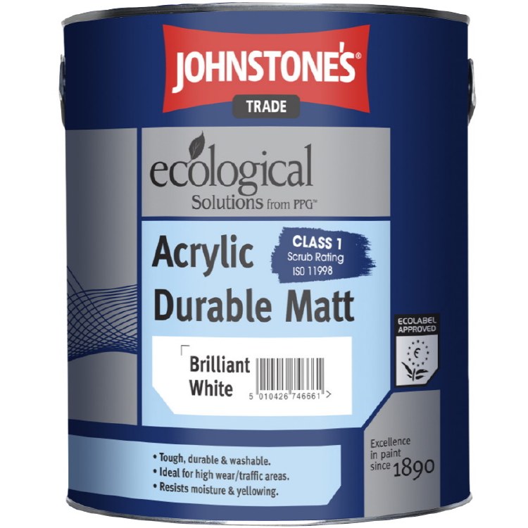 JOHNSTONE ACRYLIC MATT BRILLIANT WHITE 2.50LTR