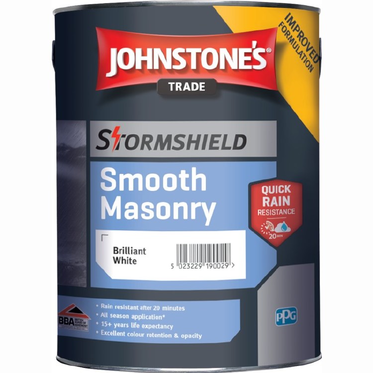 JOHNSTONES STORMSHIELD SMOOTH MASONRY BRILLIANT WHITE 5L