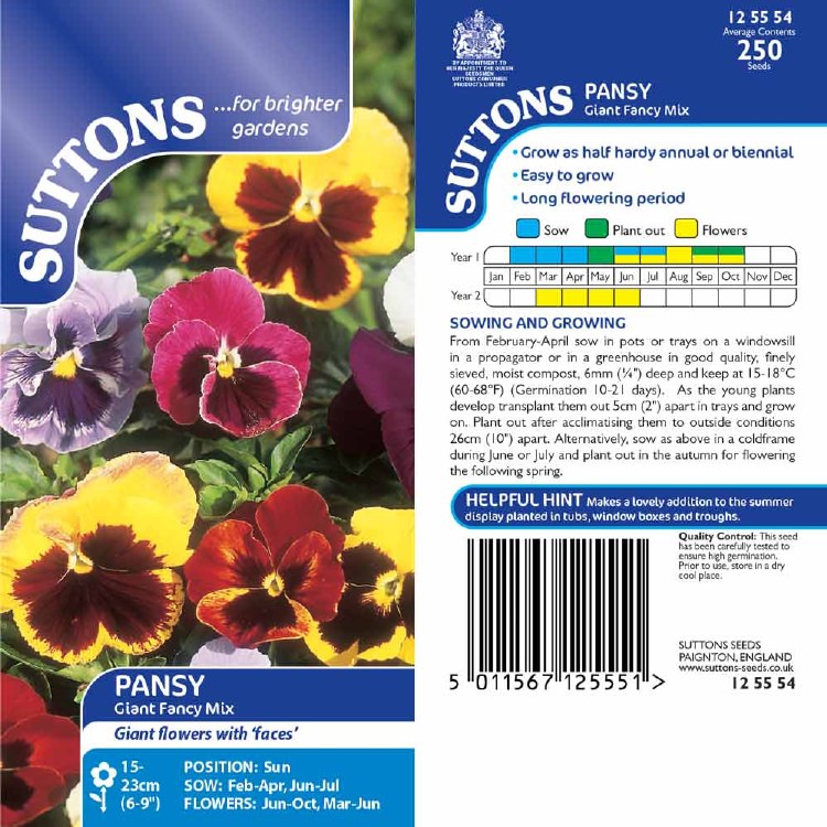 SUTTONS PANSY GIANT FANCY MIX