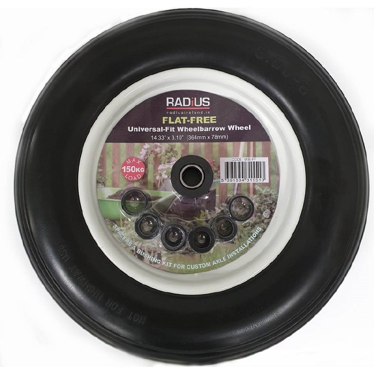 RADIUS UNIVERSAL FLAT FREE WHEELBARROW WHEEL - 364MM