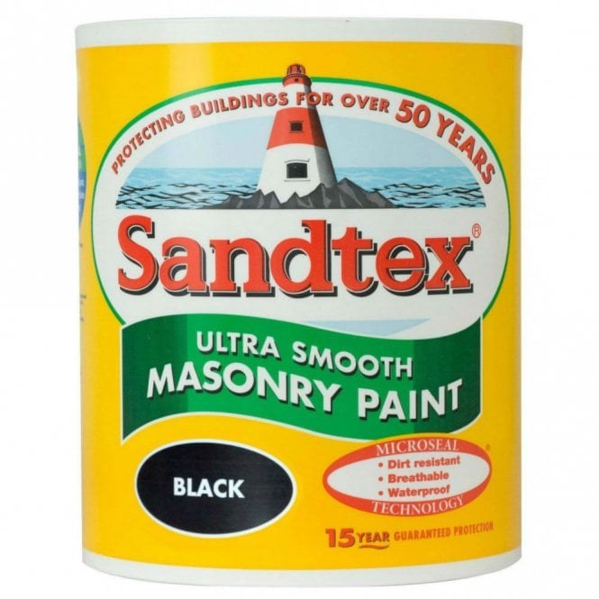 SANDTEX ULTRA SMOOTH MICROSEAL MASONRY PAINT  BLACK 1 LITRE