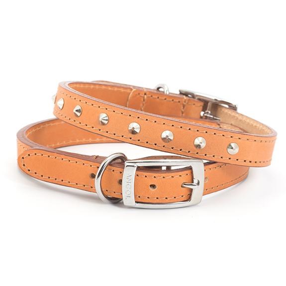 SEWN STUDDED COLLAR TAN 14" S2