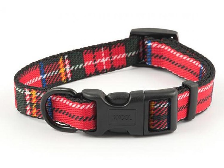 TARTAN NYLON ADJUSTABLE COLLAR RED S2-5