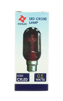 LED 0.5W BC FILAMENT CROSS (CRUCIFIX) CANDLE RED LAMP
