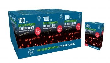FESTIVE MAGIC 100 BATTERY OPERATED LED BERRY LIGHTS - RED