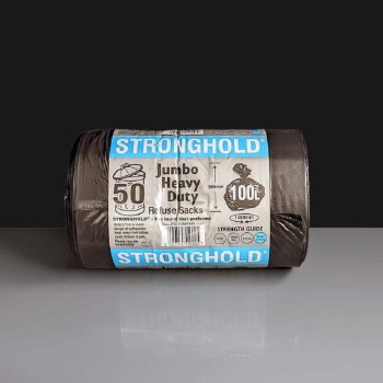 100L JUMBO STRONGHOLD HEAVY DUTY BIN BAG - 50 PACK