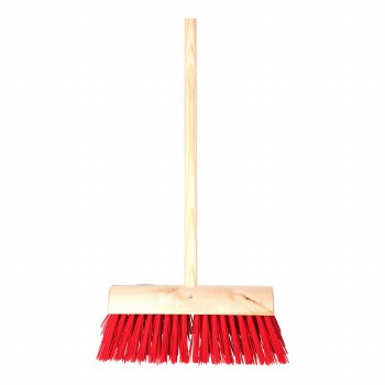 13" RED PVC YARD BRUSH WITH HANDLE